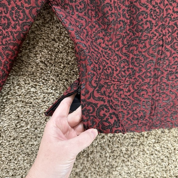 Vintage Blue Ice Women's‎ 10 Red Black Metallic Brocade Zip Jacket Baroque Glam - Picture 8 of 9